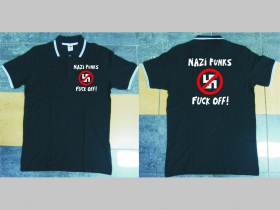 Nazi Punks Fuck Off  polokošela s rôznofarebným lemovaním okolo límčekov a rukávov na výber podľa vášho želania!